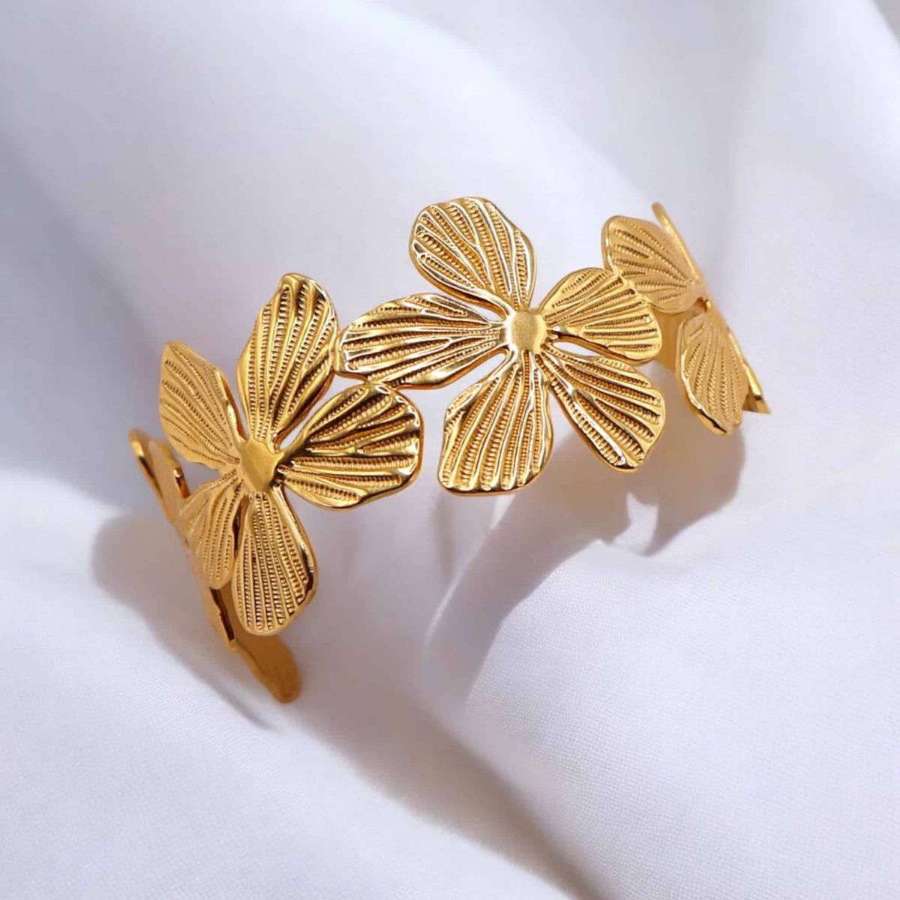 Lot bracelet + bague + boucles fleur