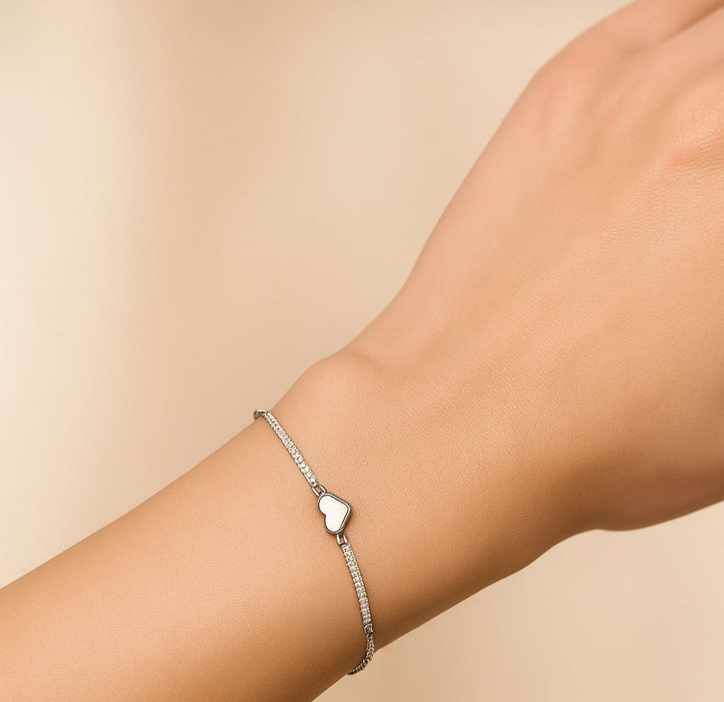 Bracelet ajustable cœur argenté