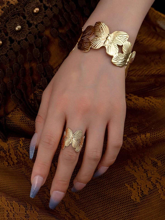 Lot bracelet et bague papillon