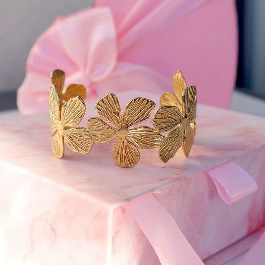 Lot Bracelet et Bague jonc floral