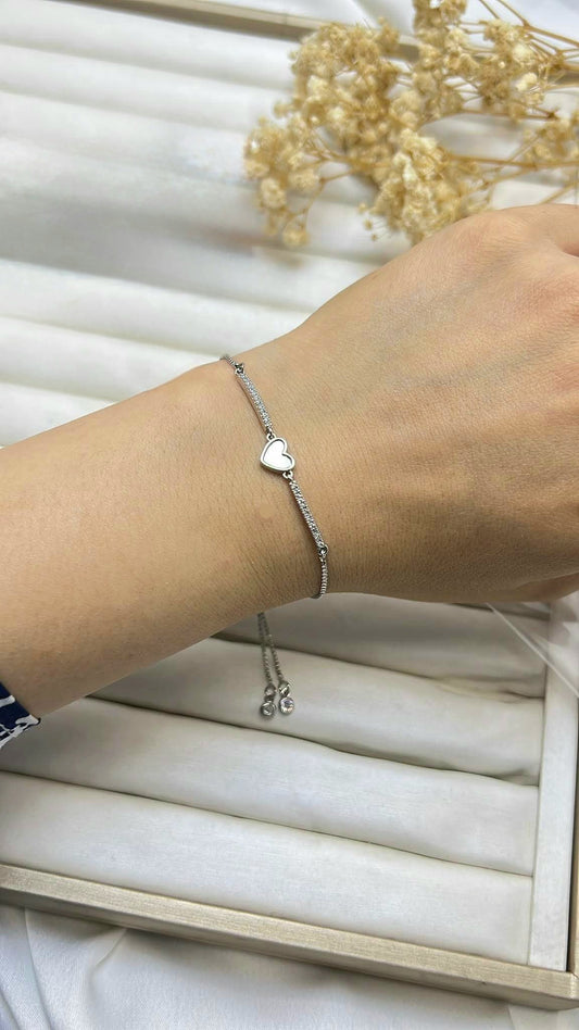 Bracelet ajustable cœur argenté