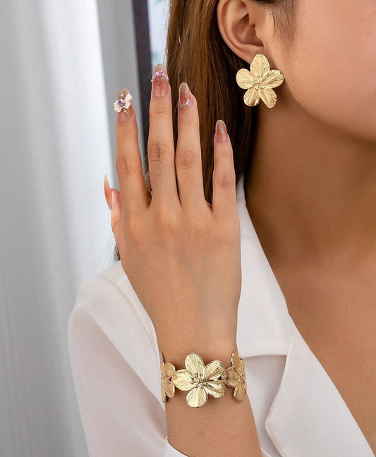 Lot Bracelet & Boucles d'oreilles Fleur