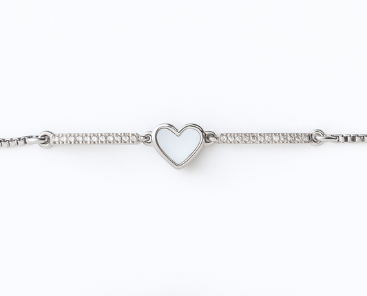 Bracelet ajustable cœur argenté